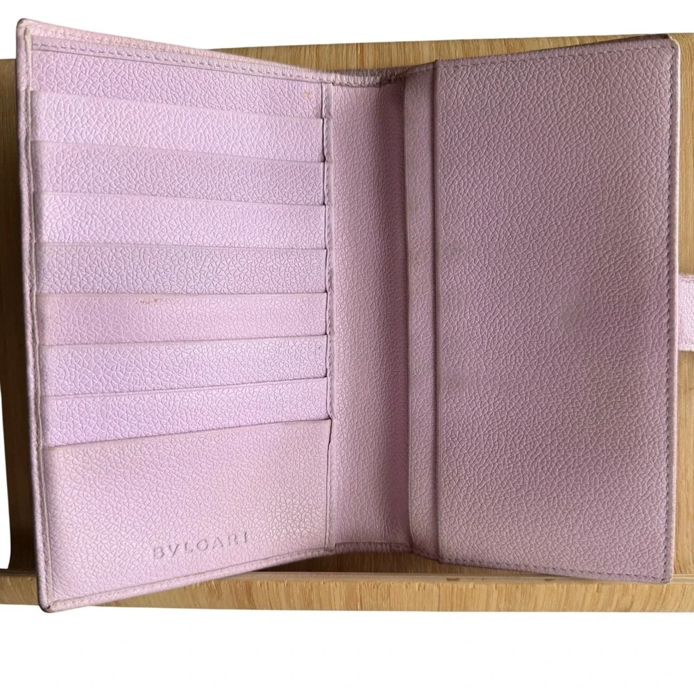 Bvlgari Pebbled Leather Wallet Vintage Classic Luxury OS Pink Designer y2k 2000s